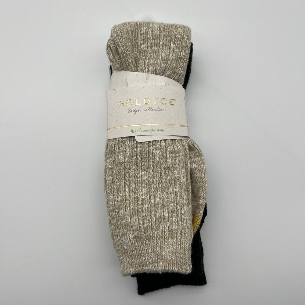 Goldtoe Socks Mens One Size Tan Black Lodge Collection Responsible Style‎ 2 Pack